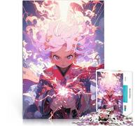 Puzzle pour Adolescents 1000 pièces Fille d'anime aux Cheveux Roses Jouets à Faire soi-même Jouets de décoration pour la Maison 52x38cm