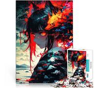 Puzzle pour Adolescents 1000 pièces Fille d'anime avec Esprit Renard Jeu Stimulant Chaque pièce est Unique - Jeu Familial Stimulant et Amusant 38x26cm