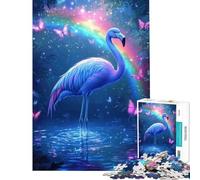 Puzzle pour Adolescents 1000 pièces Flamant Rose dans Une forêt enchantée Jeu intellectuel et éducatif Activités familiales Cadeau d'anniversaire (Dimensions 38x52cm)