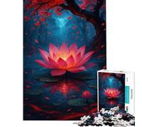 Puzzle pour Adolescents 1000 pièces Fleur de Lotus Rose dans l'eau Aide à l'exercice cérébral Décoration intérieure Jeu Impossible pour Les 14 Ans et Plus (38x52cm)