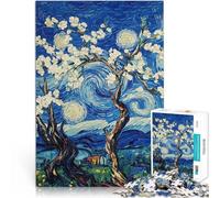 Puzzle pour Adolescents 1000 pièces Fleurs d'amandier de la Nuit étoilée Jeu Stimulant Cadeau d'anniversaire, Cadeaux, décoration Murale 75x50cm