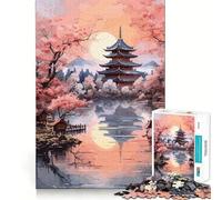 Puzzle pour Adolescents 1000 pièces Fleurs de Cerisier Art Japonais Bords impeccables Jeu de réflexion Amusant Moments de détente Décoration de Noël (50x75cm)