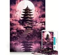 Puzzle pour Adolescents 1000 pièces Fleurs de Cerisier Art Japonais Jeu d'articulation précis Jeu cognitif Jouet Facile à divertir Décoration de Noël Cadeau (50x75cm)