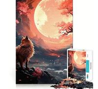 Puzzle pour Adolescents 1000 pièces Fleurs de Cerisier Loup Animal Jeu aux Bords Nets Résolution de problèmes Amusant Jeu de Relaxation Idéal pour Un Anniversaire et Une activité Artistique (38x52cm)