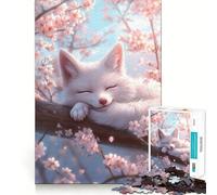 Puzzle pour Adolescents 1000 pièces Fleurs de Cerisier Renard endormi Bords impeccables Jeu de réflexion Amusant Moments de détente Décoration de Noël (50x75cm)