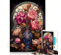 Puzzle pour Adolescents 1000 pièces Fleurs de Cerisier Verre Bords impeccables Jeu de réflexion Amusant Moments de détente Décoration de Noël (38x52cm)