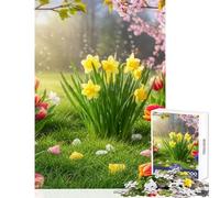 Puzzle pour Adolescents 1000 pièces Fleurs de Printemps dans Un Jardin ensoleillé Puzzle 1000 pièces Jeu de réflexion Cadeau Père Noël Secret Activités familiales (50x75cm)