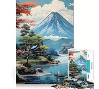 Puzzle pour Adolescents 1000 pièces Fleurs du Japon Mont Fuji,Bords Nets,Jeu de Concentration Amusant,Moment de détente,Cadeau de Noël apaisant (50x75cm)