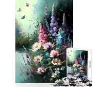 Puzzle pour Adolescents 1000 pièces Fleurs Style Monet Décoration Murale Jouet Cadeau Père Noël Secret Jeu Impossible Renforce l'amour Entre Couples Dimensions 38x26cm