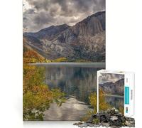 Puzzle pour Adolescents 1000 pièces Forêt d'automne avec lac Assemblage Lisse Jeu de réflexion Amusant et Relaxant Décoration d'anniversaire Amusante (38x26cm)
