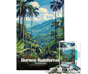 Puzzle pour Adolescents 1000 pièces Forêt Tropicale de Bornéo Indonésie Puzzle Adulte Jeux Amusants Améliore la mémoire Cadeaux d'anniversaire et de Noël Uniques (Dimensions 50x75cm)