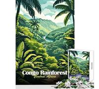 Puzzle pour Adolescents 1000 pièces Forêt Tropicale du Congo Afrique Centrale Illustration Jeux éducatifs Analyse et logique Jouet à Monter soi-même Interaction Parent-Enfant (75x50cm)