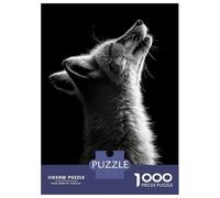 Puzzle pour Adolescents 1000 Pièces Fox Silhouetted Against Black Puzzles pour Adultes Assemblage De Motifs Activités Amusantes À La Maison Jeu Stimulant Jouets 70x50cm/1000pcs