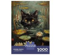 Puzzle pour Adolescents 1000 Pièces Funny Cat Hiding in Water Puzzle pour Adultes Décoration Murale Jouet Une Œuvre d'art Cadeau d'anniversaire Unique 70x50cm/1000pcs
