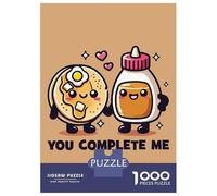 Puzzle pour Adolescents 1000 Pièces Funny Couple, You Complete Me - Cute Pancakes & Syrup Puzzle pour Adultes Jouet Décoration Murale Course De Vitesse Manuelle Défi Éducatif 52x38cm/1000pcs