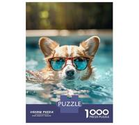 Puzzle pour Adolescents 1000 Pièces Funny Cute Corgi Summer Puzzles pour Adultes Jeux Relaxants Décoration Murale Idéal comme Cadeau pour Toute La Famille 38x26cm/1000pcs