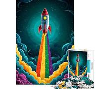 Puzzle pour Adolescents 1000 pièces Fusée Arc-en-Ciel Jeu de Construction de Motifs relaxants Améliore Le Cerveau Convient aux 14 Ans et Plus (50x75cm)