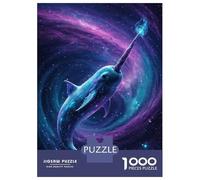 Puzzle pour Adolescents 1000 Pièces Galactic Narwhal - Cosmic Whale Fantasy Digital Art Puzzles pour Adultes Jeu Manuel Améliore La Mémoire Interaction Parent-Enfant 38x26cm/1000pcs