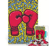 Puzzle pour Adolescents 1000 pièces Gants de Boxe Art Graffiti, Jeu de réflexion Stimulant, pour Les Amis et la Famille 50x75cm