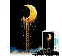 Puzzle pour Adolescents 1000 pièces Garçon sur la Lune avec échelle vers Les étoiles Bords impeccables Jeu Amusant et Stimulant pour des Moments de détente et de Divertissement Décoration de Noël