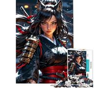 Puzzle pour Adolescents 1000 pièces Gardien de la Lame︰ Renard Samouraï Féroce Aide à Exercer Le Cérébral Jeu Familial Difficile Convient aux Personnes de 14 Ans et Plus (38x52cm)