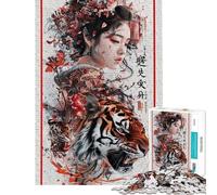 Puzzle pour Adolescents 1000 pièces Geisha avec Un Tigre Casse-tête de précision Difficile et Stimulant Jeu de réflexion Familial (Dimensions 50x75cm)