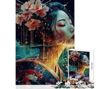 Puzzle pour Adolescents 1000 pièces Geisha Japon Paysage Jeu éducatif Motif à Assembler Jouet Décoration Murale Renforce l'amour Entre Les Couples (50X75cm)