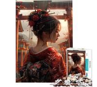 Puzzle pour Adolescents 1000 pièces Geisha Porte Torii Japonaise Difficile et Stimulant Analyse et logique Jouet de décoration pour la Maison À partir de 14 Ans (38x52cm)
