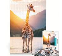Puzzle pour Adolescents 1000 pièces Girafe Africaine au Coucher du Soleil, Jeux de détente, Analyse et logique, Cadeau d'anniversaire, Cadeau de Voyage, 38x26cm