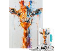 Puzzle pour Adolescents 1000 pièces Girafe Aquarelle Défi éducatif Décoration d'art pour la Maison Jeu éducatif pour Les 14 Ans et Plus Jeu de Puzzle Offert (38x26cm)