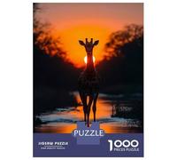 Puzzle pour Adolescents 1000 Pièces Giraffe Silhouette at Sunset Puzzles pour Adultes Jeu Manuel Améliore La Mémoire Interaction Parent-Enfant 52x38cm/1000pcs