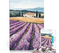 Puzzle pour Adolescents 1000 pièces Gîte des Champs de Lavande Jouets à Faire soi-même avec Affiche et Feuille de Questions correspondantes 50x70cm
