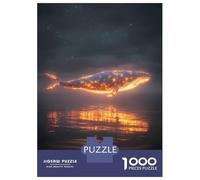 Puzzle pour Adolescents 1000 Pièces Glowing Whale Over Water Puzzle pour Adultes Jeu Pratique Analyse Et Logique Interaction Parent-Enfant 38x26cm/1000pcs