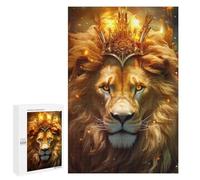 Puzzle pour adolescents 1000 pièces Golden Crowned Lion Majesty - 2 puzzles pour adultes Jeux de relaxation Difficile Défi Cadeaux d'anniversaire uniques 1000 pièces