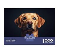 Puzzle pour Adolescents 1000 Pièces Golden Labrador Portrait on Dark Background Puzzles pour Adolescents - Jeux Anti-Stress - Idéal pour Se Détendre À La Maison - Stimule Le Cerveau 70x50cm/1000pcs