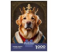 Puzzle pour Adolescents 1000 Pièces Golden Retriever Dog King Puzzles pour Adultes Jeu Familial Anti-Stress Interaction Parent-Enfant 52x38cm/1000pcs