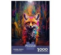 Puzzle pour Adolescents 1000 Pièces Graffiti Fox Street Art Puzzle pour Adultes Jeu Pratique Analyse Et Logique Interaction Parent-Enfant 52x38cm/1000pcs