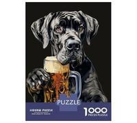 Puzzle pour Adolescents 1000 Pièces Great Dane Beer Puzzle pour Adultes Jeu Pratique Analyse Et Logique Interaction Parent-Enfant 52x38cm/1000pcs