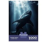 Puzzle pour Adolescents 1000 Pièces Great White Shark Underwater Sunlight Puzzles pour Adultes, Jouets Anti-Stress, Décoration Murale, Interaction Parent-Enfant 52x38cm/1000pcs