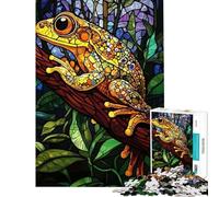 Puzzle pour Adolescents 1000 pièces Grenouille en vitrail Puzzle Adulte Jeu Manuel d'analyse et de logique Cadeau d'anniversaire Unique (Dimensions 38x26cm)