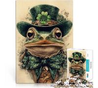 Puzzle pour Adolescents 1000 pièces Grenouille Vintage Saint-Patrick Casse-tête Décoration Murale, Cadeaux Uniques pour Anniversaire et Noël 38x26cm