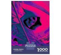 Puzzle pour Adolescents 1000 Pièces Grim Reaper in Purple and Blue Puzzle pour Adultes Jeu De Réflexion Décoration Murale Cadeau Anti-Stress 70x50cm/1000pcs