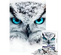 Puzzle pour Adolescents 1000 pièces Gros Plan d'une Chouette des neiges Jeu Familial Cadeau d'anniversaire Anti-Stress (38x26cm)