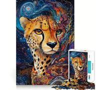 Puzzle pour Adolescents 1000 pièces Guépard Cosmos Casse-tête logique Amusant et précis Jeu de détente Cadeau Artistique de Noël (38x26cm)