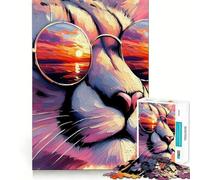 Puzzle pour Adolescents 1000 pièces Guépard Coucher de Soleil Détente Casse-tête Amusant et logique Jeu de détente et de Divertissement Cadeau Artistique de Noël (50x75cm)
