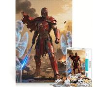 Puzzle pour Adolescents 1000 pièces Guerrier en Armure Rouge avec Lance d'énergie Jeu éducatif Difficile Collection d'artistes Beaux-Arts 38x52cm