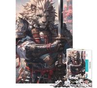 Puzzle pour Adolescents 1000 pièces Guerrier Lion samouraï Activités Amusantes à la Maison Analyse et logique Jouet Anti-Stress pour Les 14 Ans et Plus (38x26cm)
