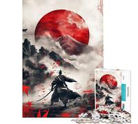 Puzzle pour Adolescents 1000 pièces Guerrier samouraï Lune Rouge Difficile et Stimulant Analyse et logique Jouet de décoration pour la Maison À partir de 14 Ans (38x26cm)