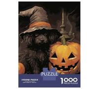 Puzzle pour Adolescents 1000 Pièces Halloween Witch Dog Puzzles pour Adultes Jeu Manuel Améliore La Mémoire Interaction Parent-Enfant 38x26cm/1000pcs