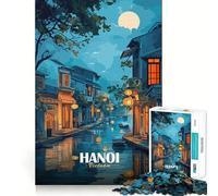 Puzzle pour Adolescents 1000 pièces Hanoi,Vietnam Canal la Nuit Découpe exacte Jeu de réflexion Casse-tête Cadeau Temps de Jeu Calme Cadeau Artistique de Noël (38x26cm)